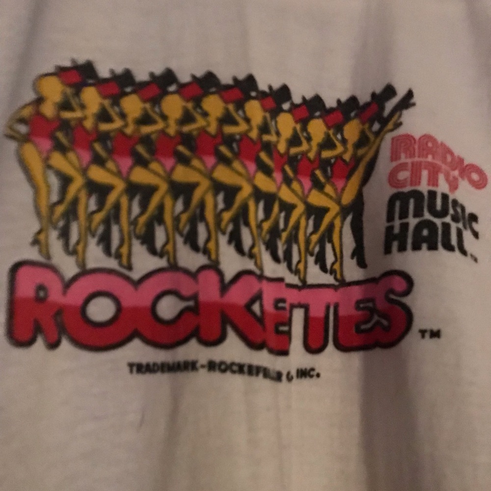 Rockettes Radio City Music Hall Vintage Graphic Tee - White with Pink & Yellow